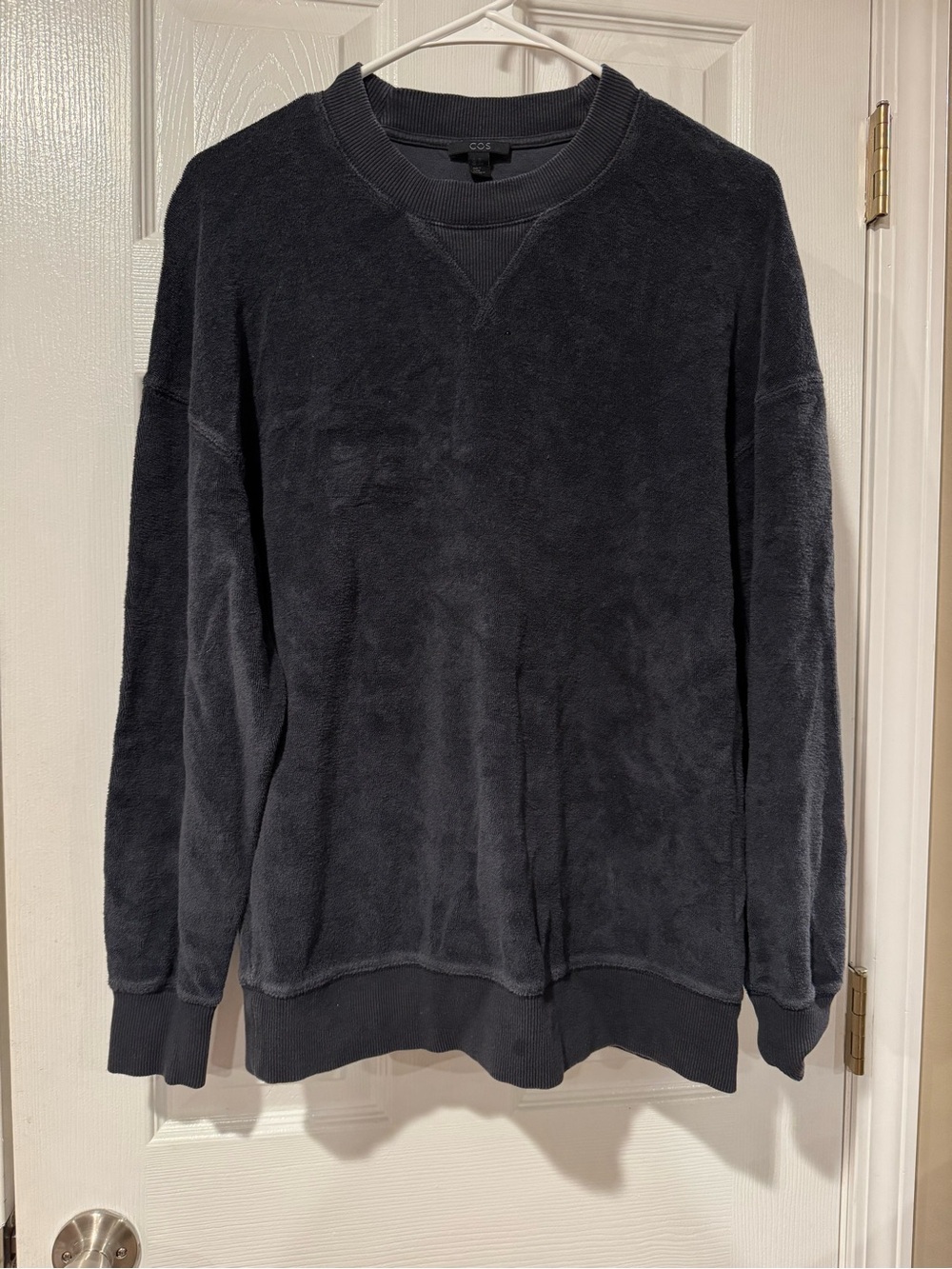 COS Charcoal Plush Crewneck Sweatshirt like a terry cloth